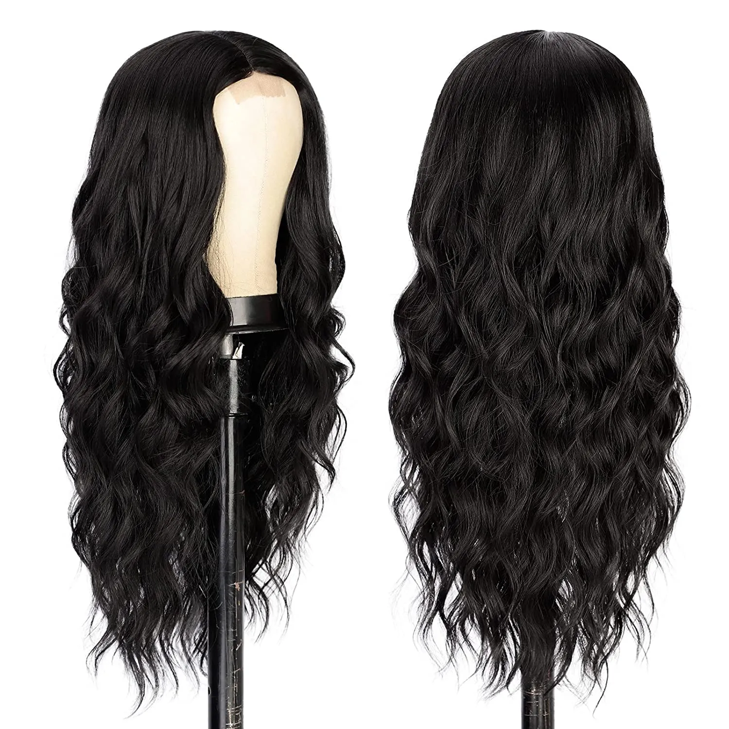 Long Middle Part Black Natural Curly Wig for Women