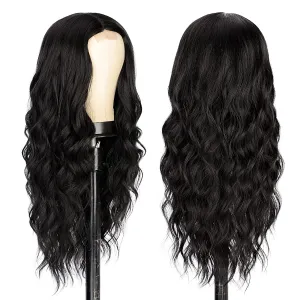 Long Middle Part Black Natural Curly Wig for Women