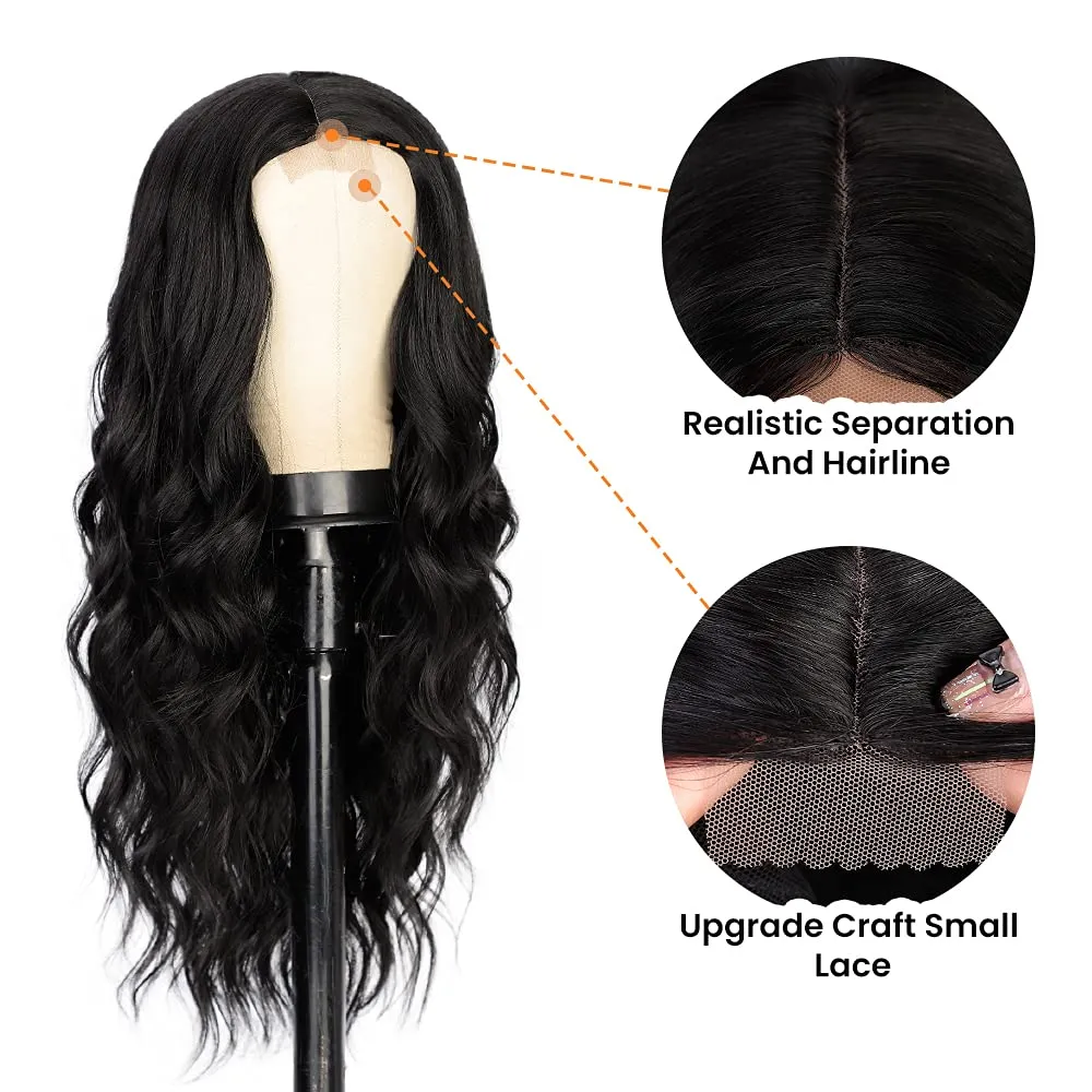Long Middle Part Black Natural Curly Wig for Women
