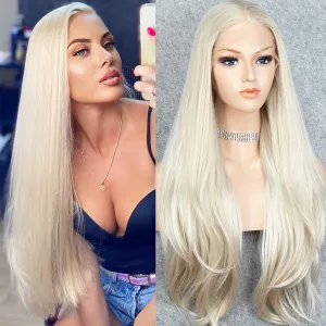 Long Straight Blonde Lace Front Wigs