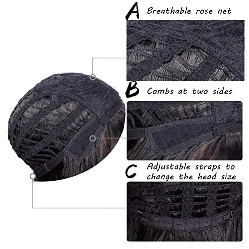 Long Straight Half Color Half Black Wigs With Bangs
