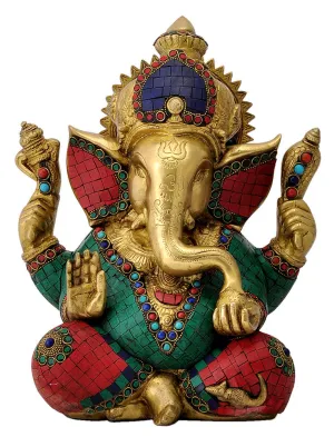 Lord Gajanana Ganpati Brass Sculpture