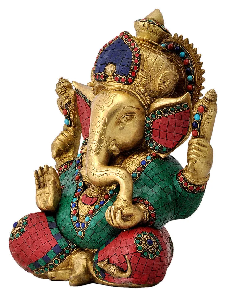 Lord Gajanana Ganpati Brass Sculpture