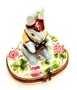 Lucky Blue Rabbit on Flowers