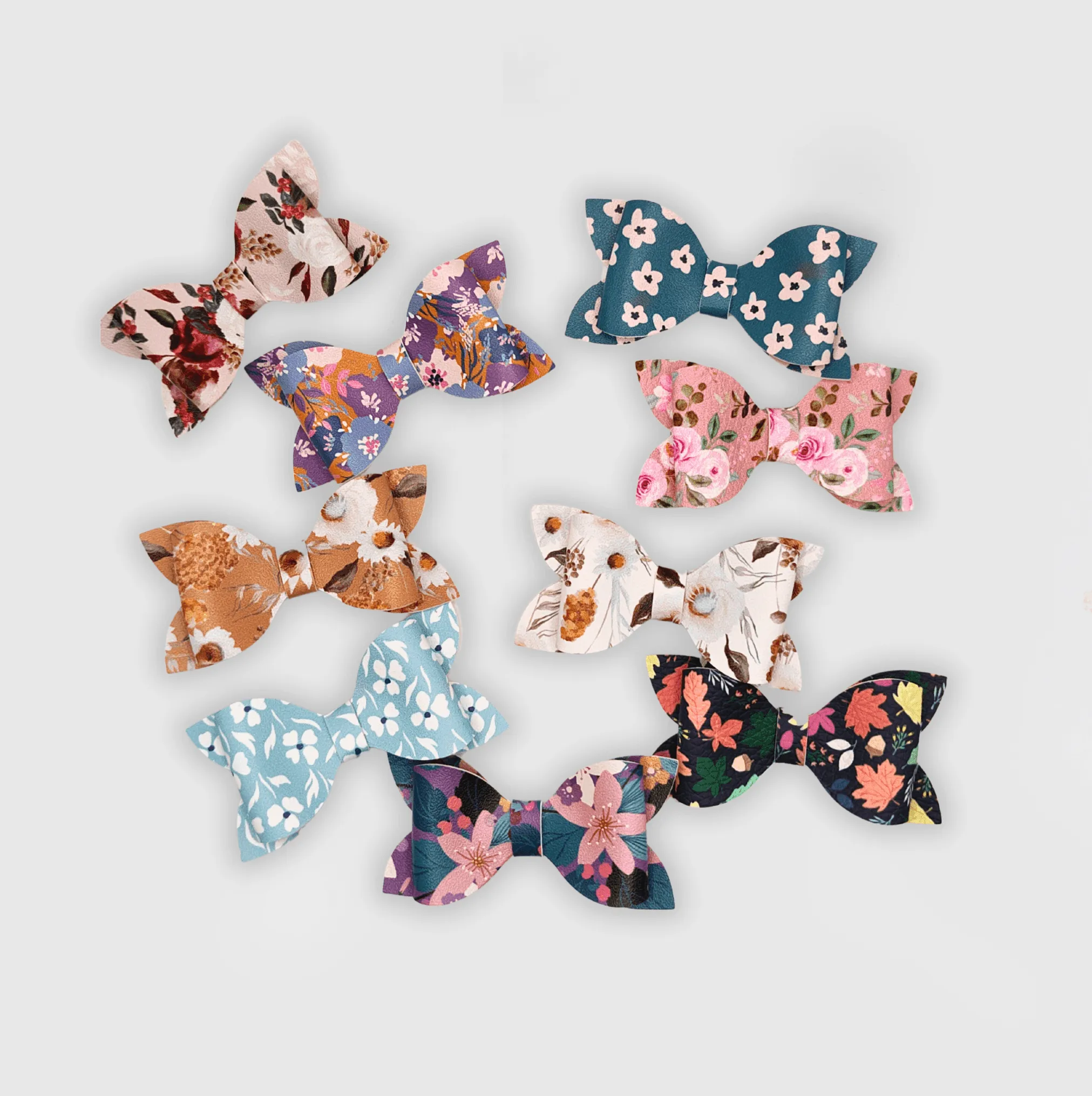 Luna - Spring Flower | Faux Leather Hair Bows