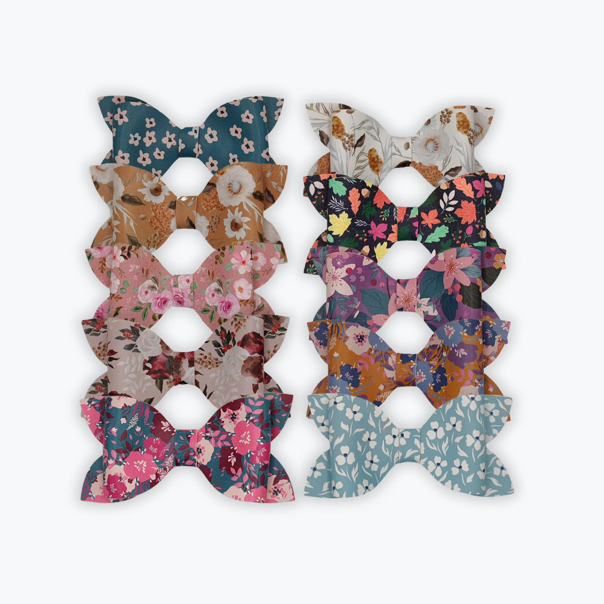 Luna - Spring Flower | Faux Leather Hair Bows