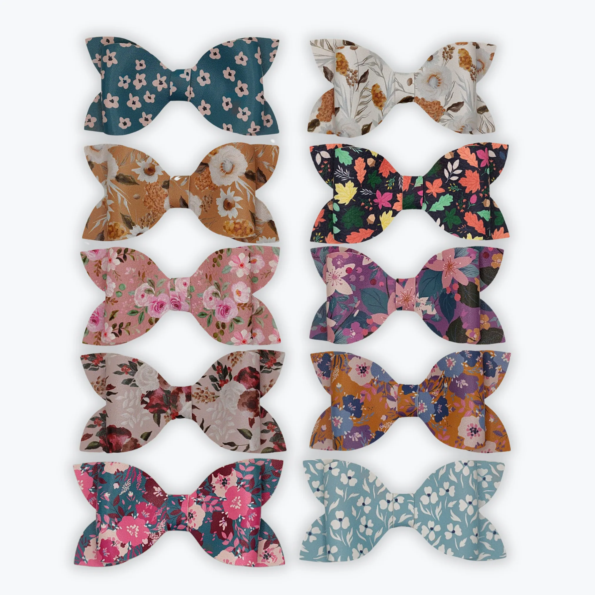 Luna - Spring Flower | Faux Leather Hair Bows
