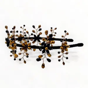 Luxury Gavreel Black Crystal & Gold Crown Headband