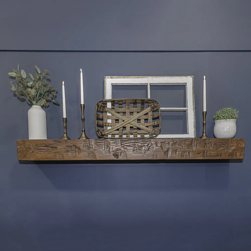 Medium Oak Distressed Box Beam Mantel