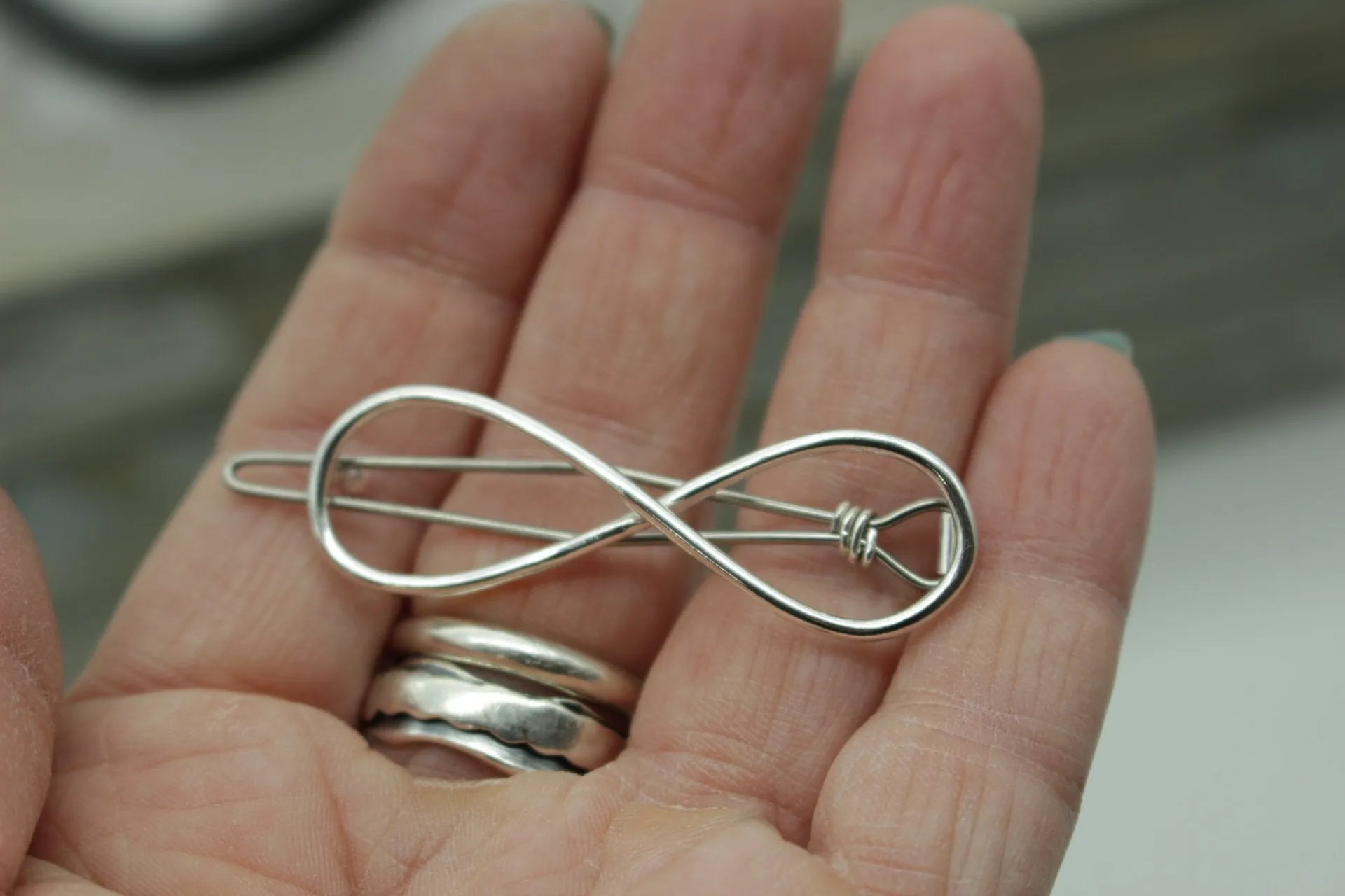 Medium Sterling Silver Infinity Barrette