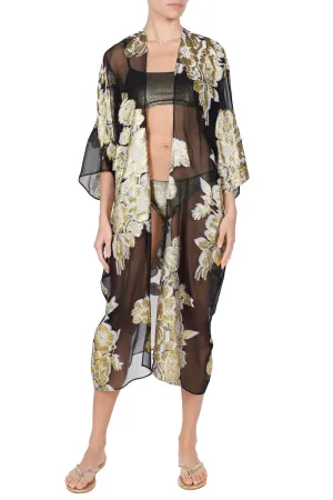 Metallic Silk Flower Babani Cover Up