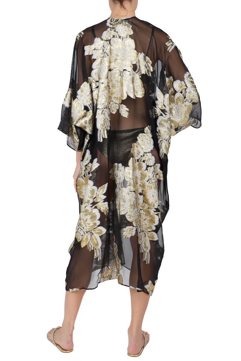 Metallic Silk Flower Babani Cover Up