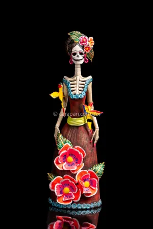 Mexican Catrina Inspired by Frida Kahlo Day of the Dead Sculpture