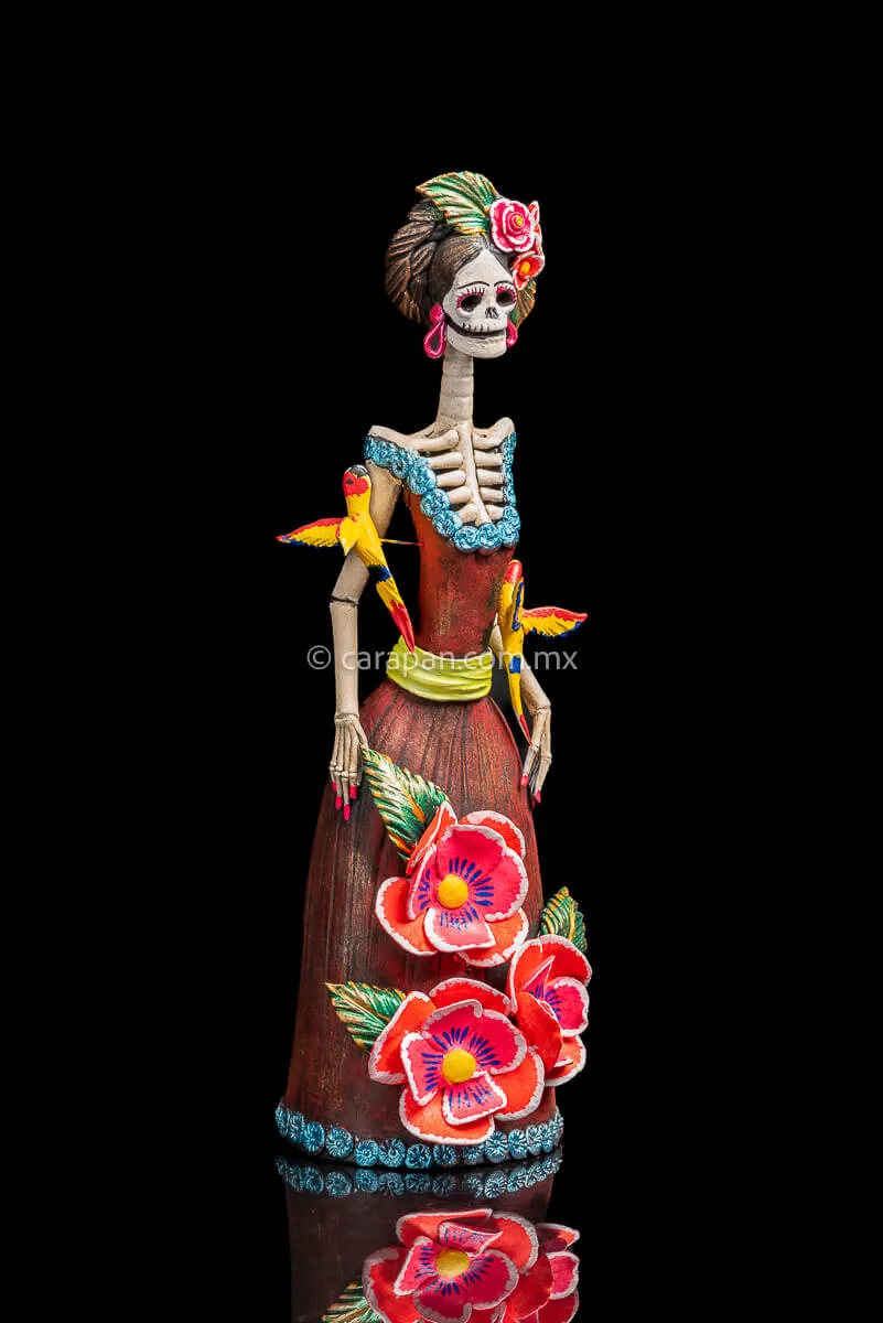 Mexican Catrina Inspired by Frida Kahlo Day of the Dead Sculpture