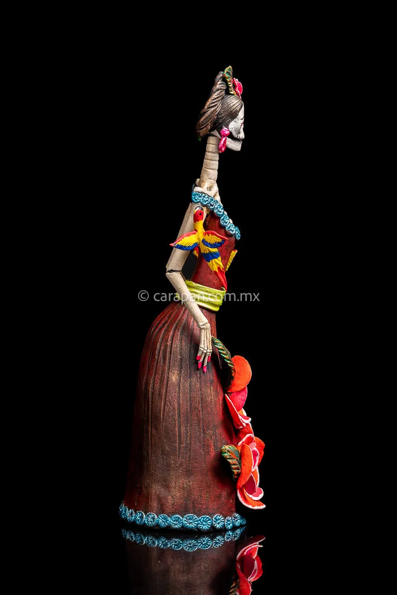 Mexican Catrina Inspired by Frida Kahlo Day of the Dead Sculpture