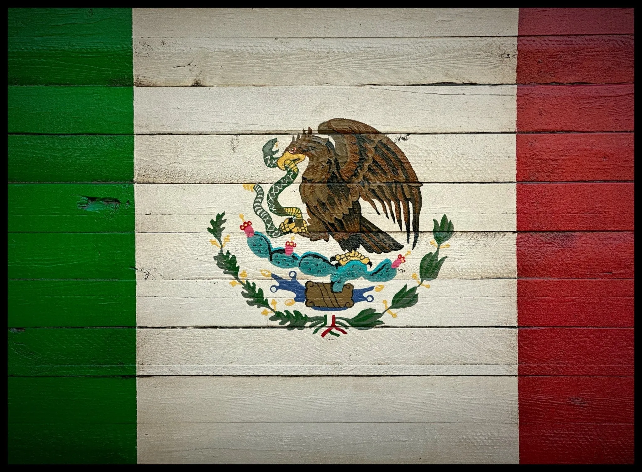 Mexico Flag - Wood Mexican Flag