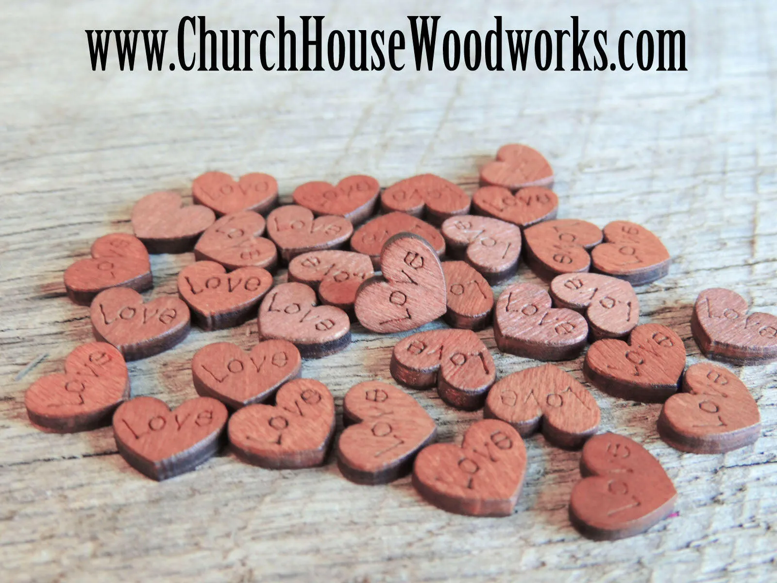 Mini Love Wood Hearts - 100 ct - 3/8 inch