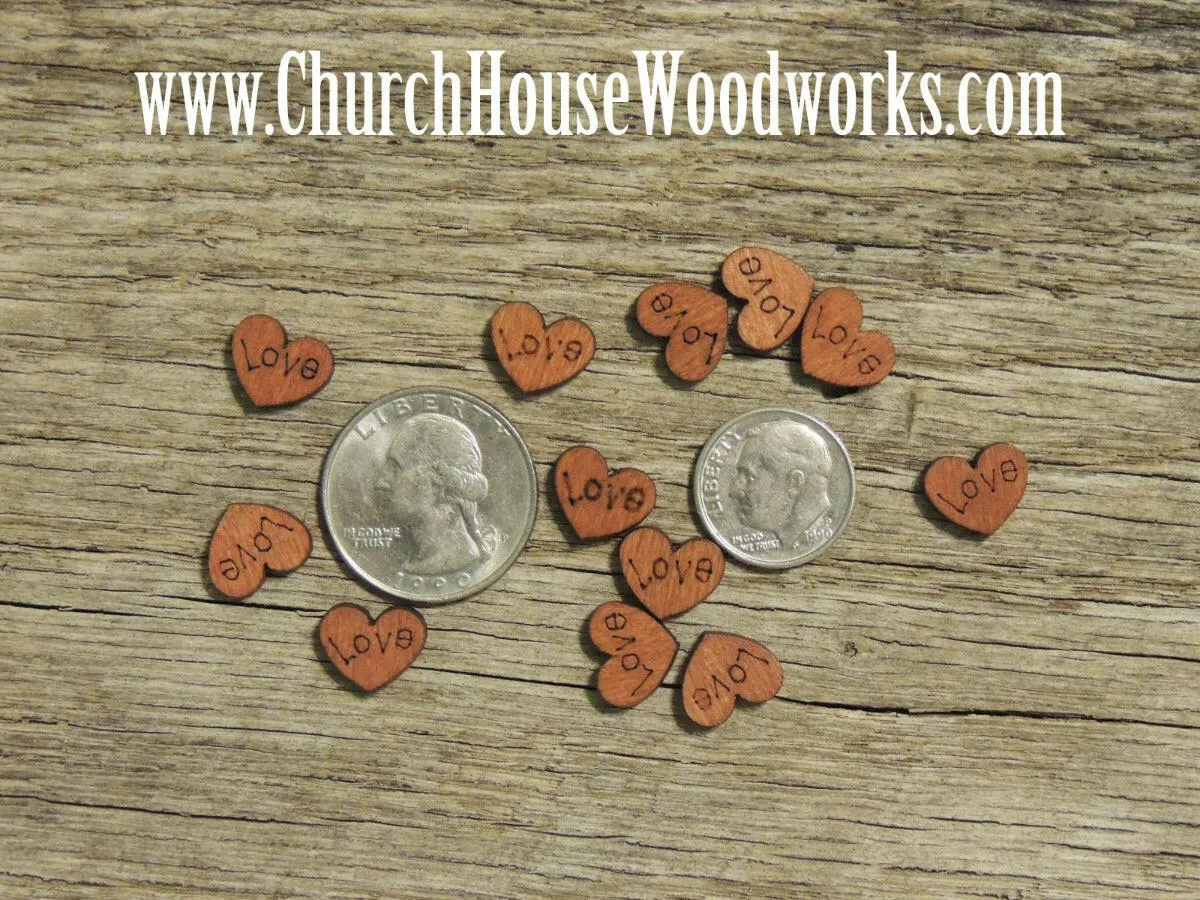 Mini Love Wood Hearts - 100 ct - 3/8 inch