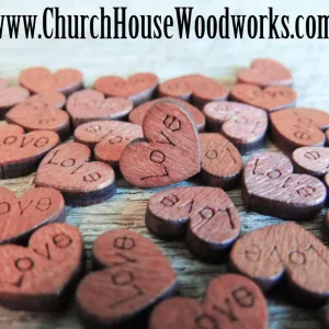 Mini Love Wood Hearts - 100 ct - 3/8 inch