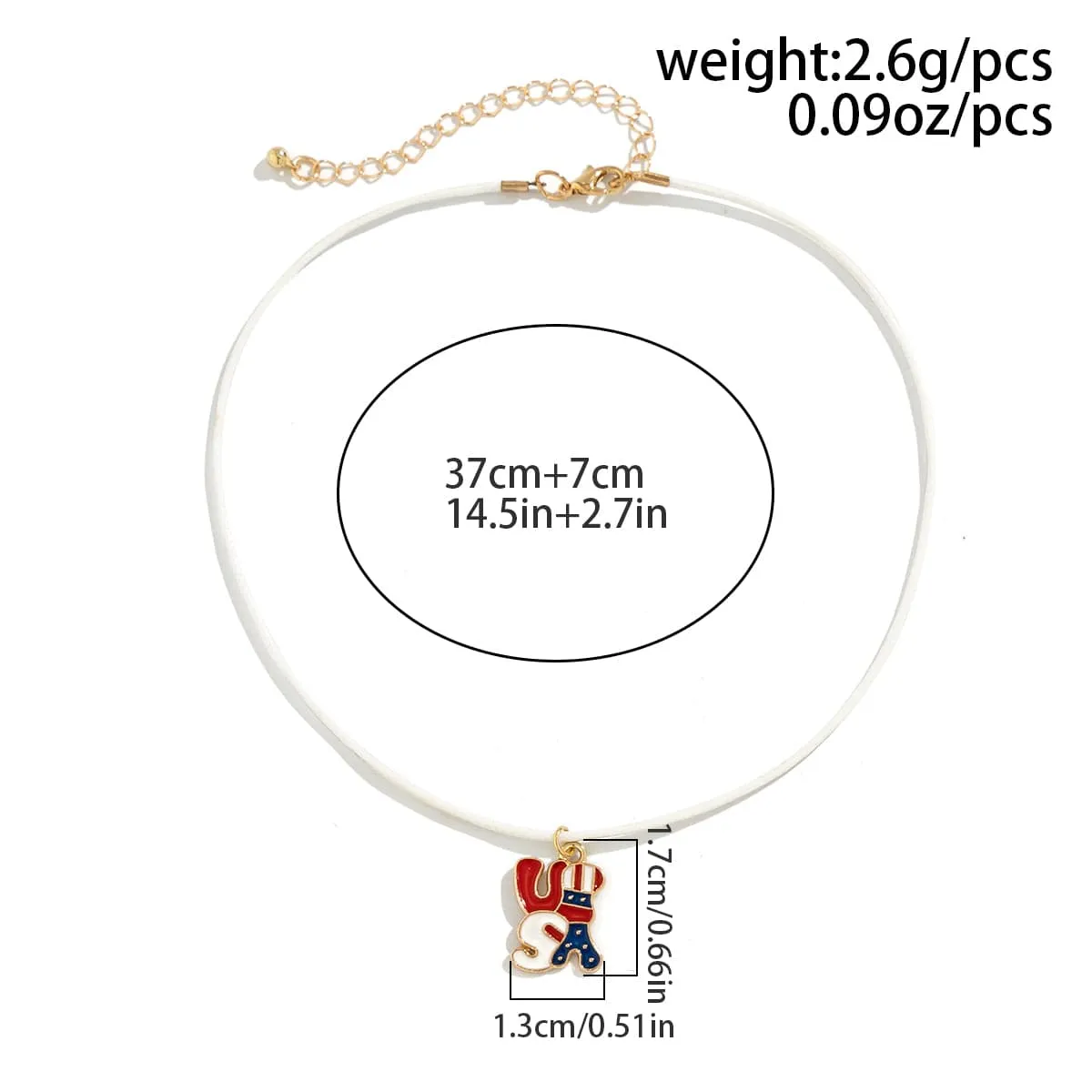 Minimalist American Flag Element Pendant Wax Cord Necklace