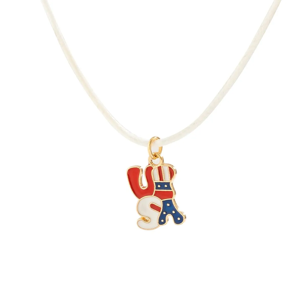 Minimalist American Flag Element Pendant Wax Cord Necklace