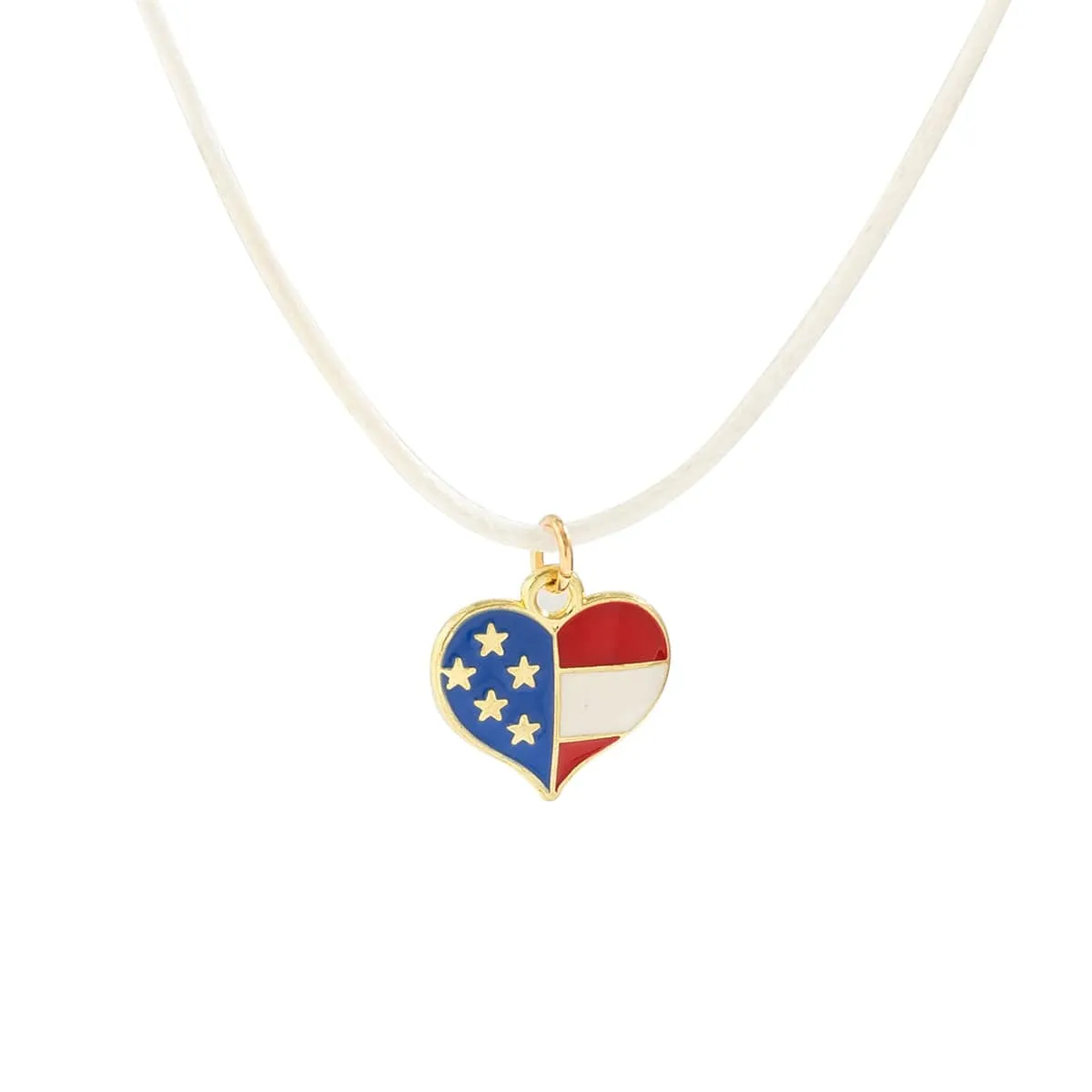 Minimalist American Flag Element Pendant Wax Cord Necklace