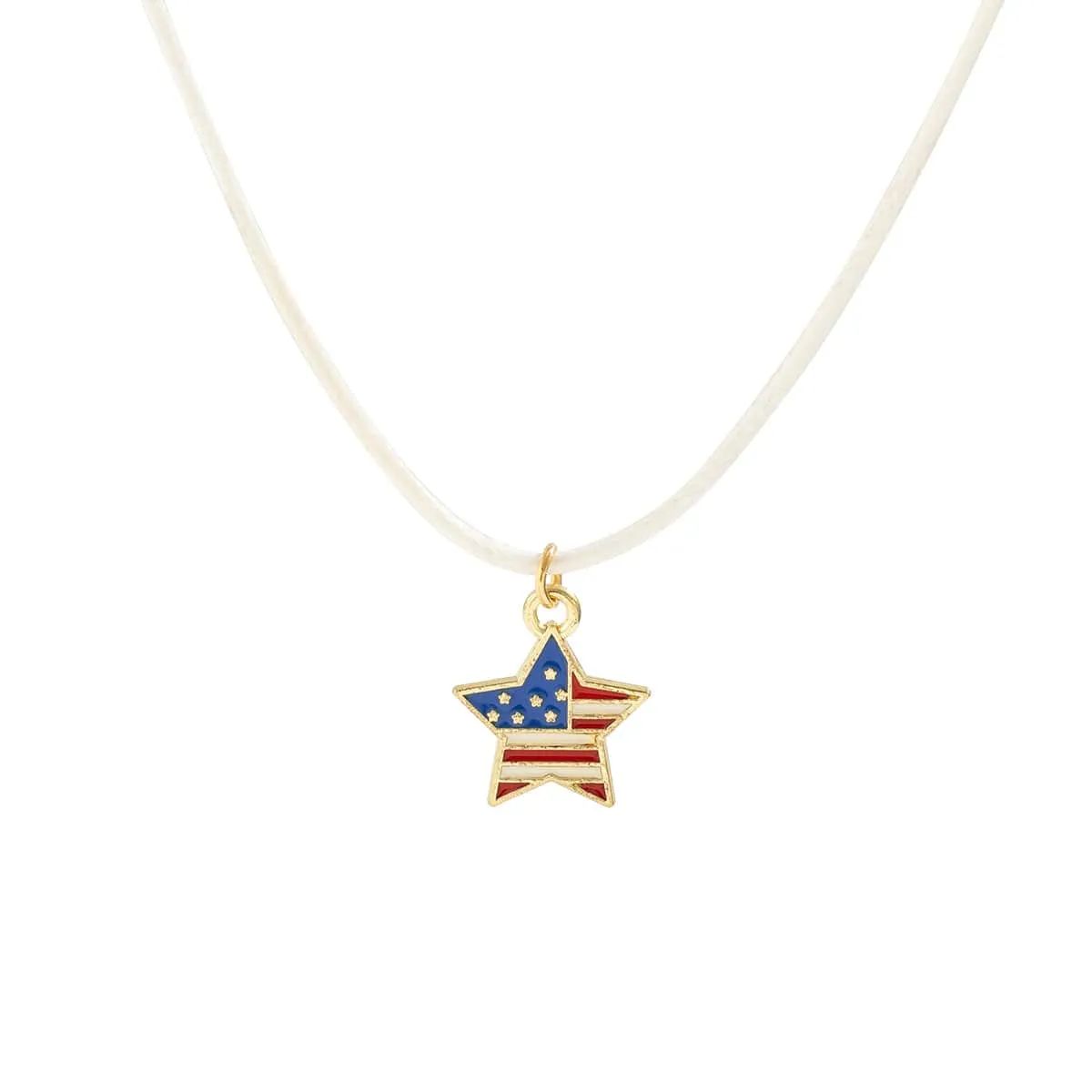 Minimalist American Flag Element Pendant Wax Cord Necklace