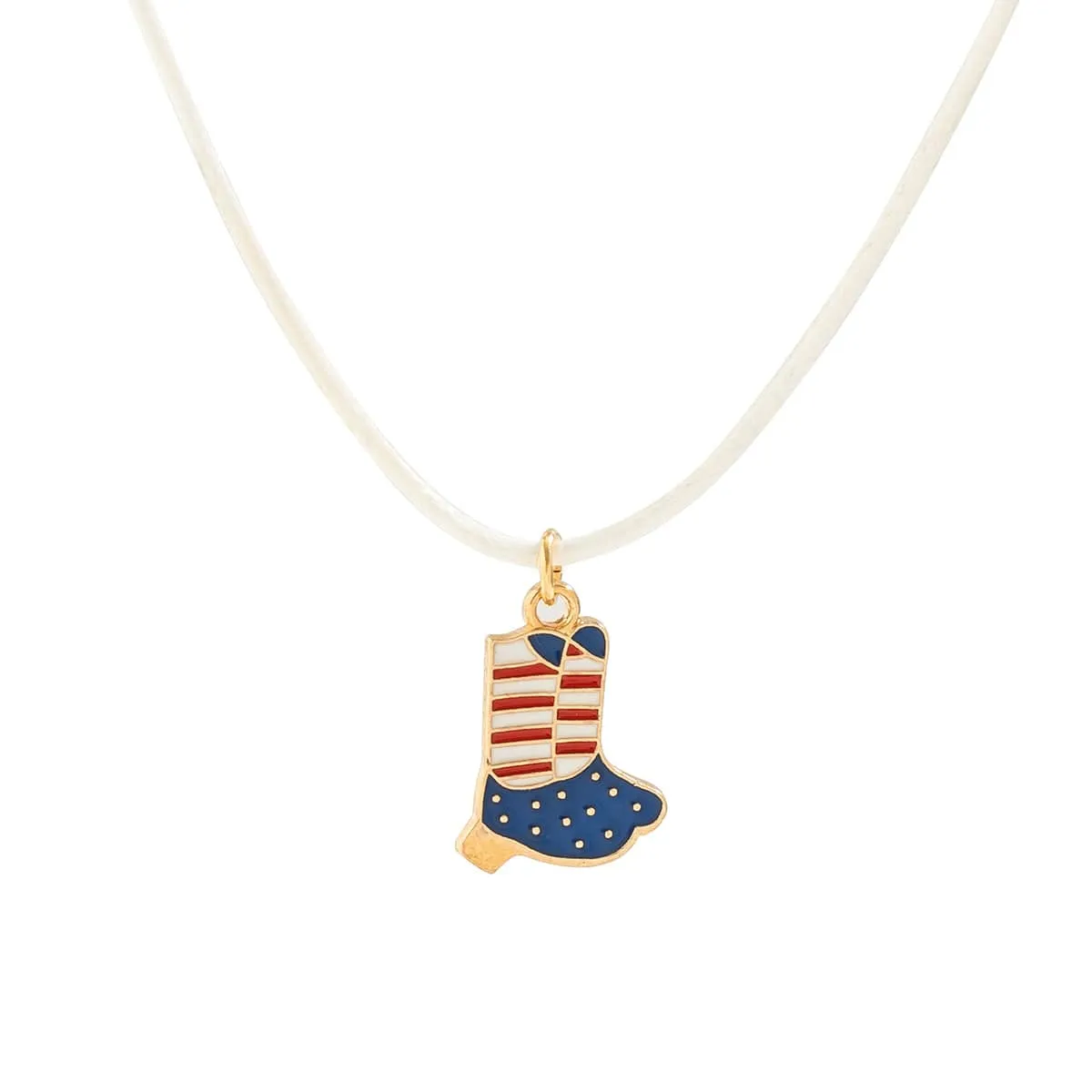 Minimalist American Flag Element Pendant Wax Cord Necklace