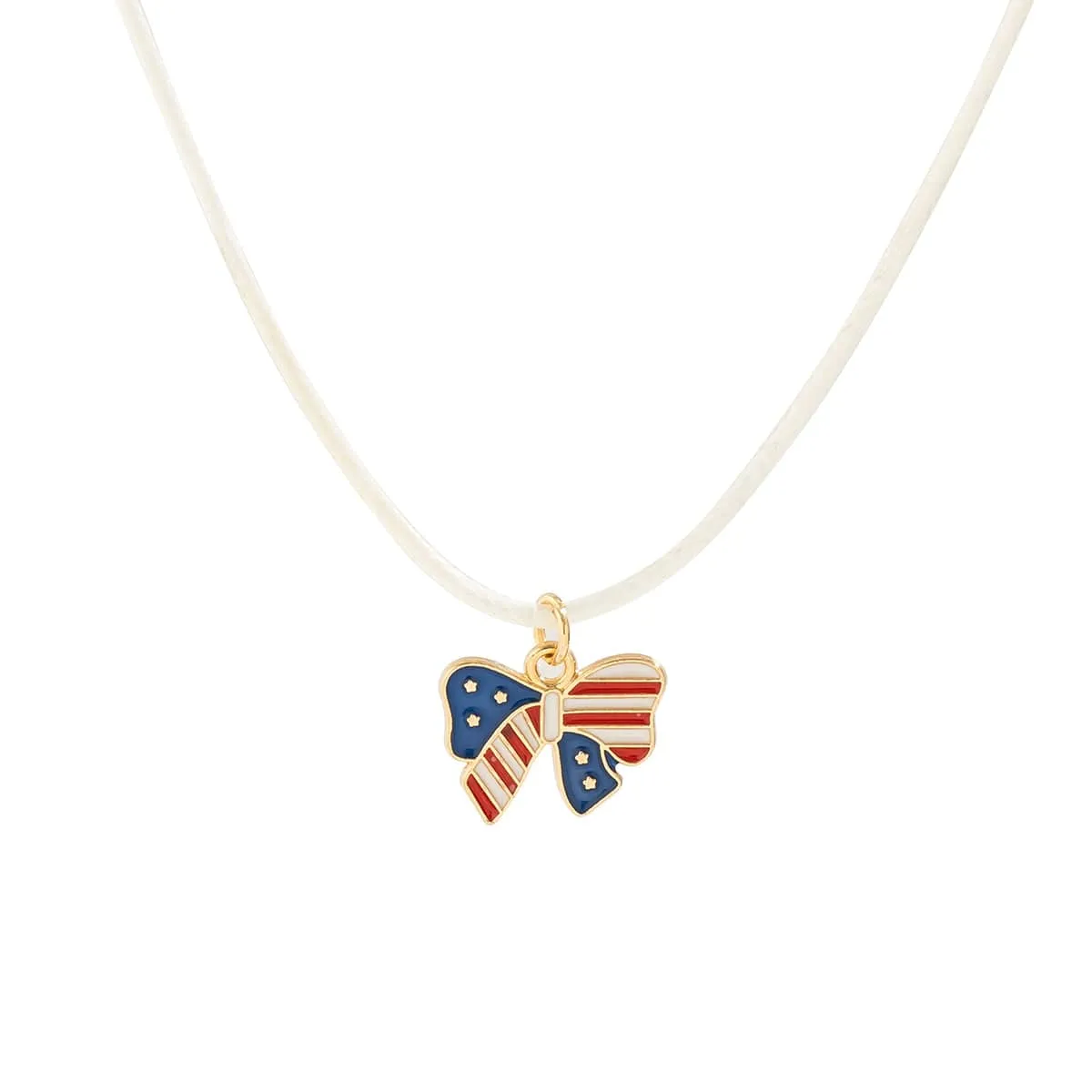 Minimalist American Flag Element Pendant Wax Cord Necklace