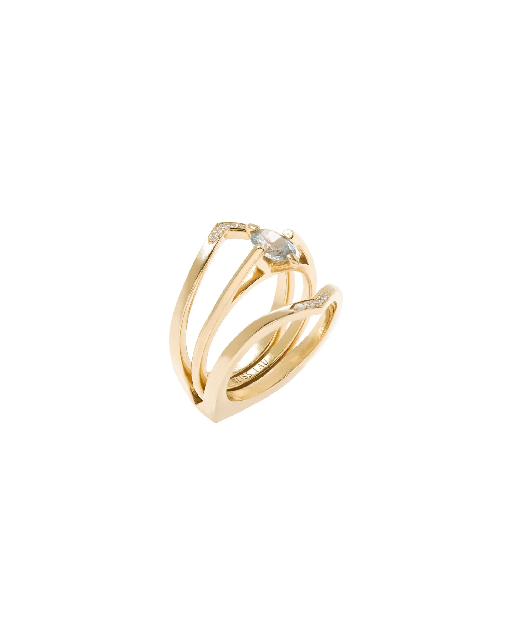 Minimalist Arc   Oblique X Enclose Ring Set