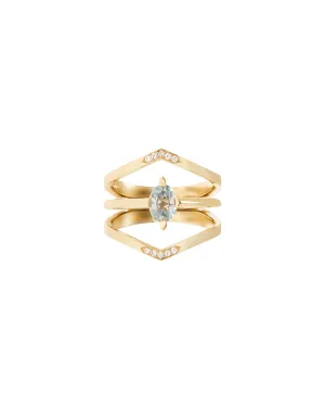Minimalist Arc   Oblique X Enclose Ring Set