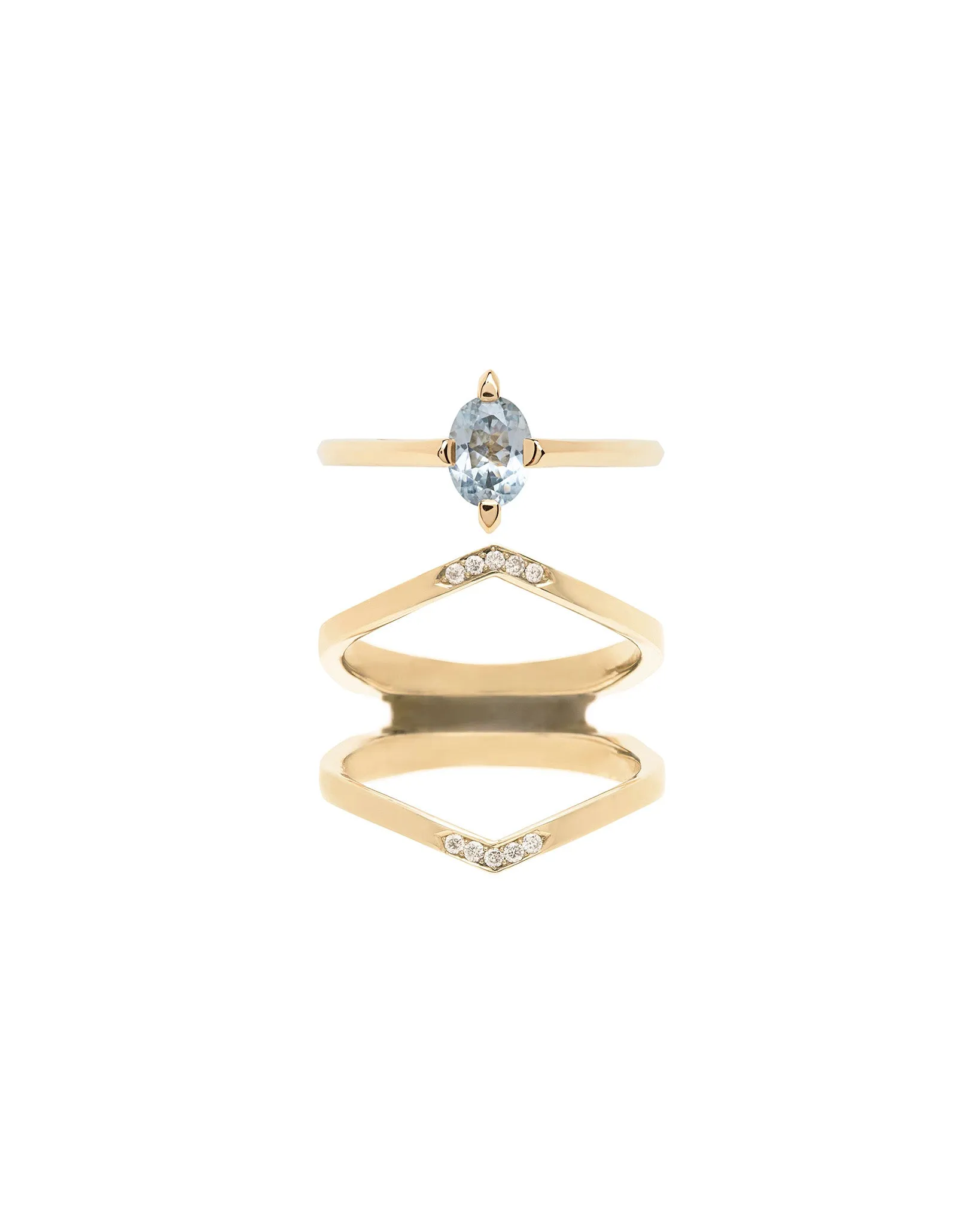 Minimalist Arc   Oblique X Enclose Ring Set