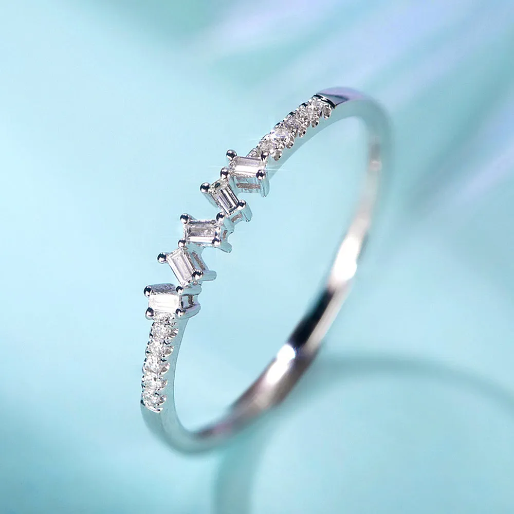 Minimalist Baguette Cut Diamond Stacking Ring