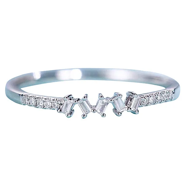 Minimalist Baguette Cut Diamond Stacking Ring