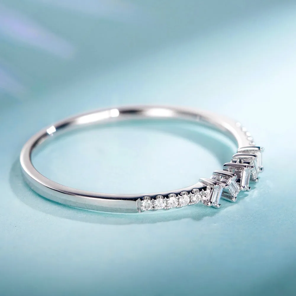 Minimalist Baguette Cut Diamond Stacking Ring