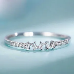 Minimalist Baguette Cut Diamond Stacking Ring