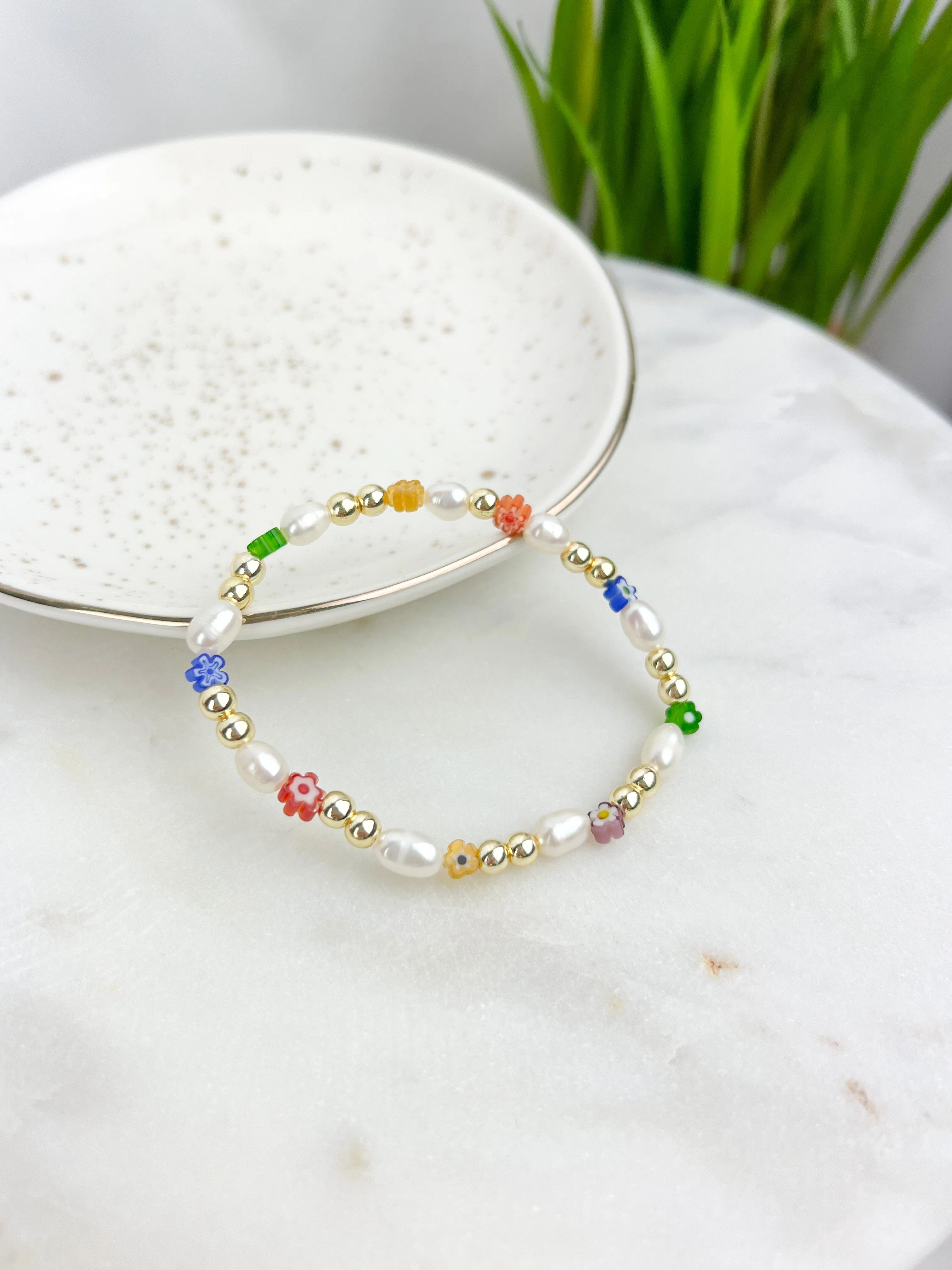 Minimalist Colorful Flowers Bracelet