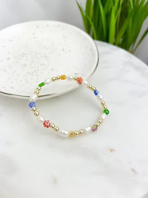 Minimalist Colorful Flowers Bracelet