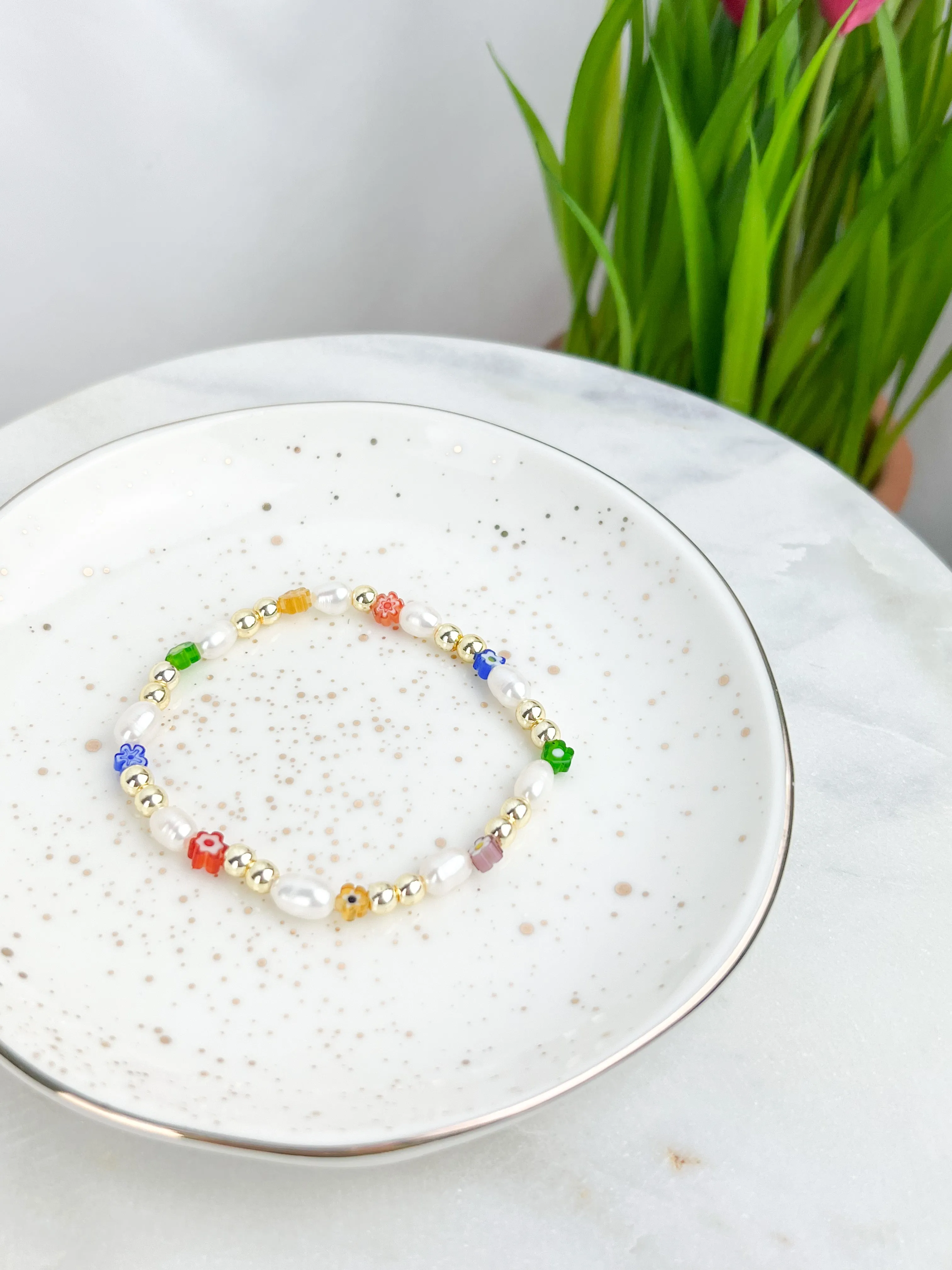 Minimalist Colorful Flowers Bracelet