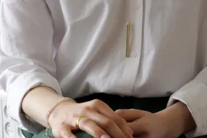 Minimalist Long Line Bar Gold & Concrete Necklace