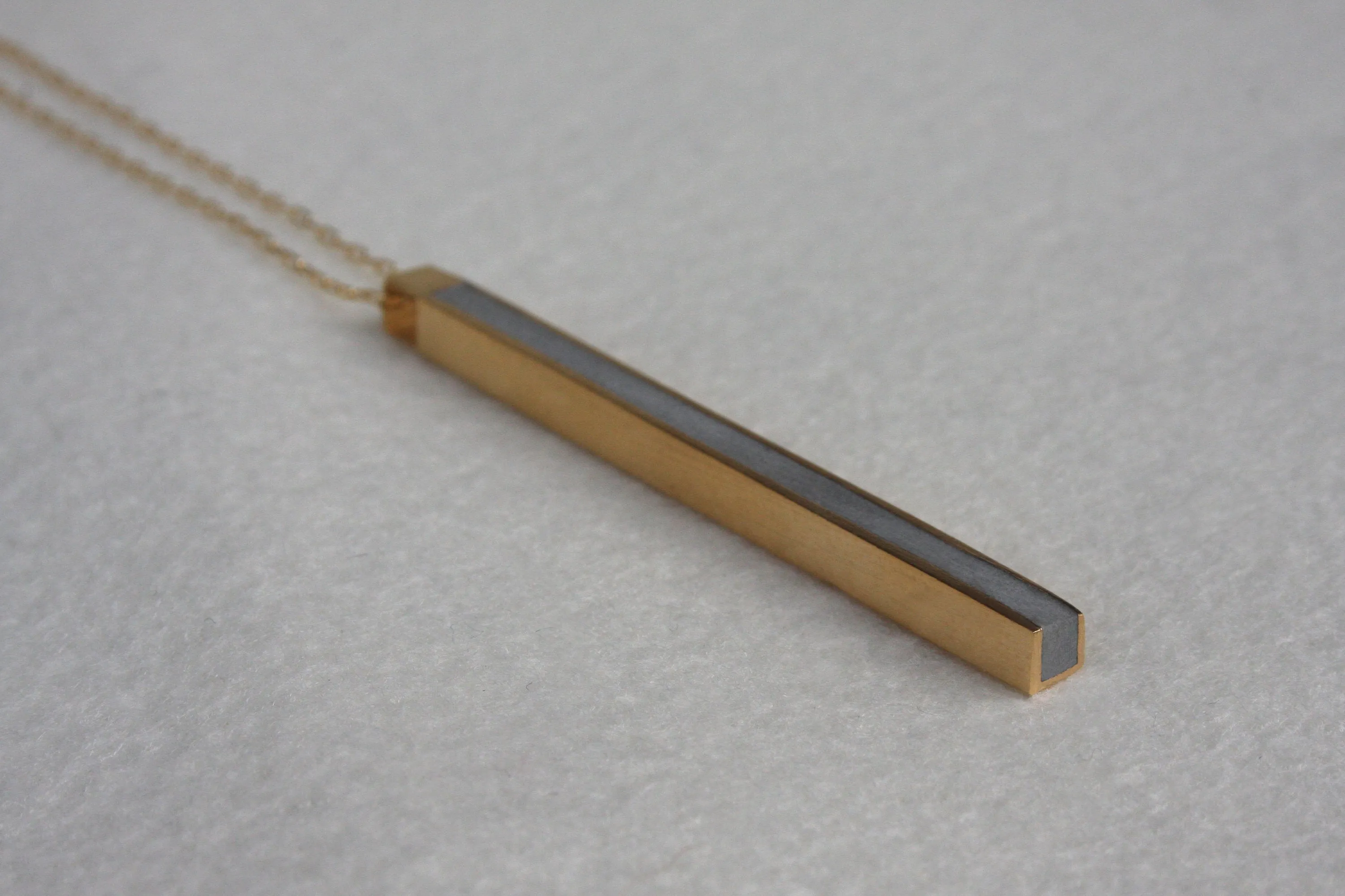 Minimalist Long Line Bar Gold & Concrete Necklace
