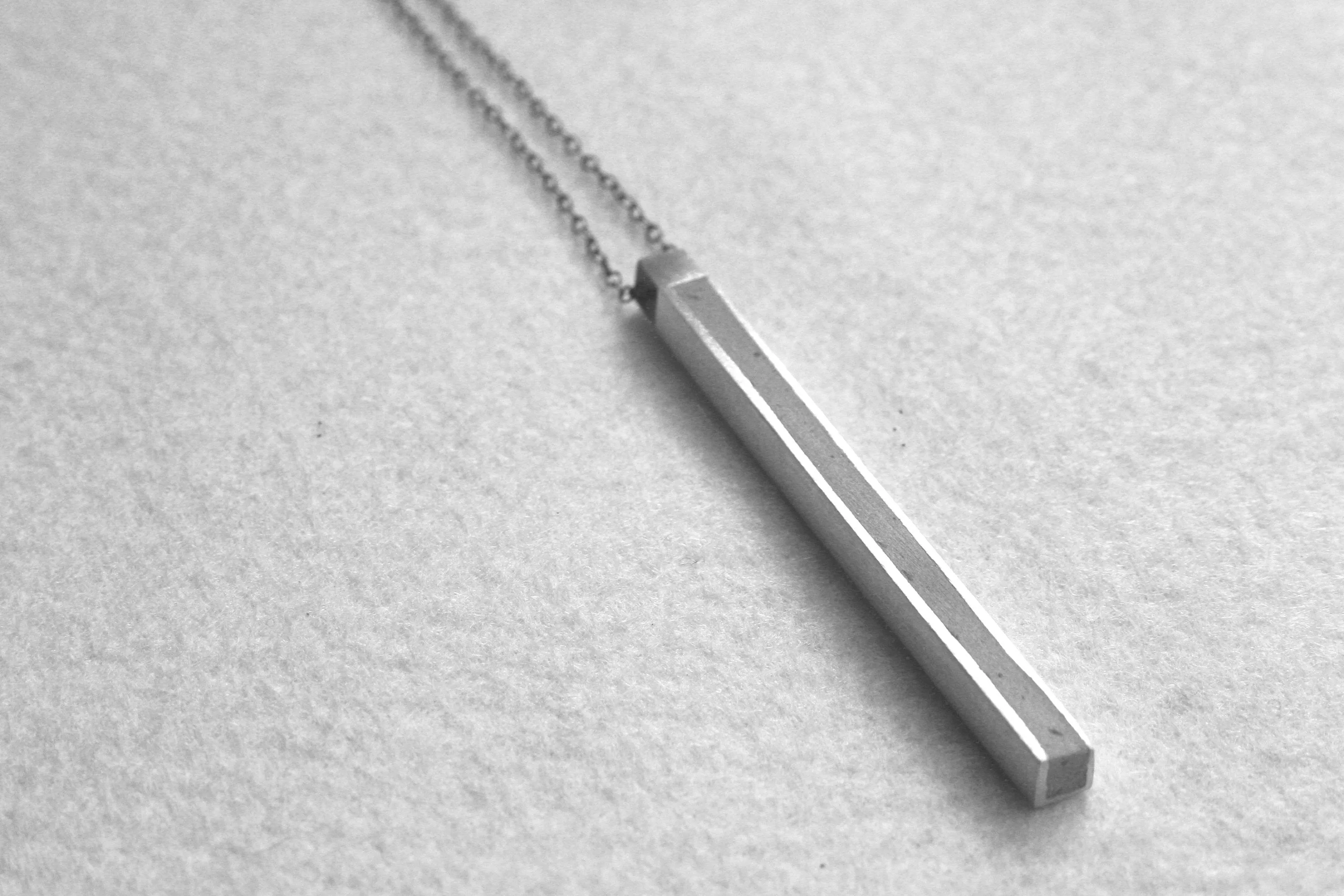 Minimalist Long Line Bar Gold & Concrete Necklace
