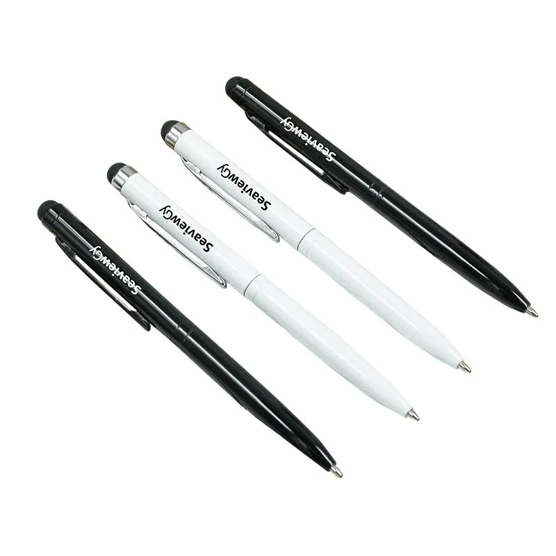 Minimalist Metal Twist-Type Ballpoint Pen With Stylus
