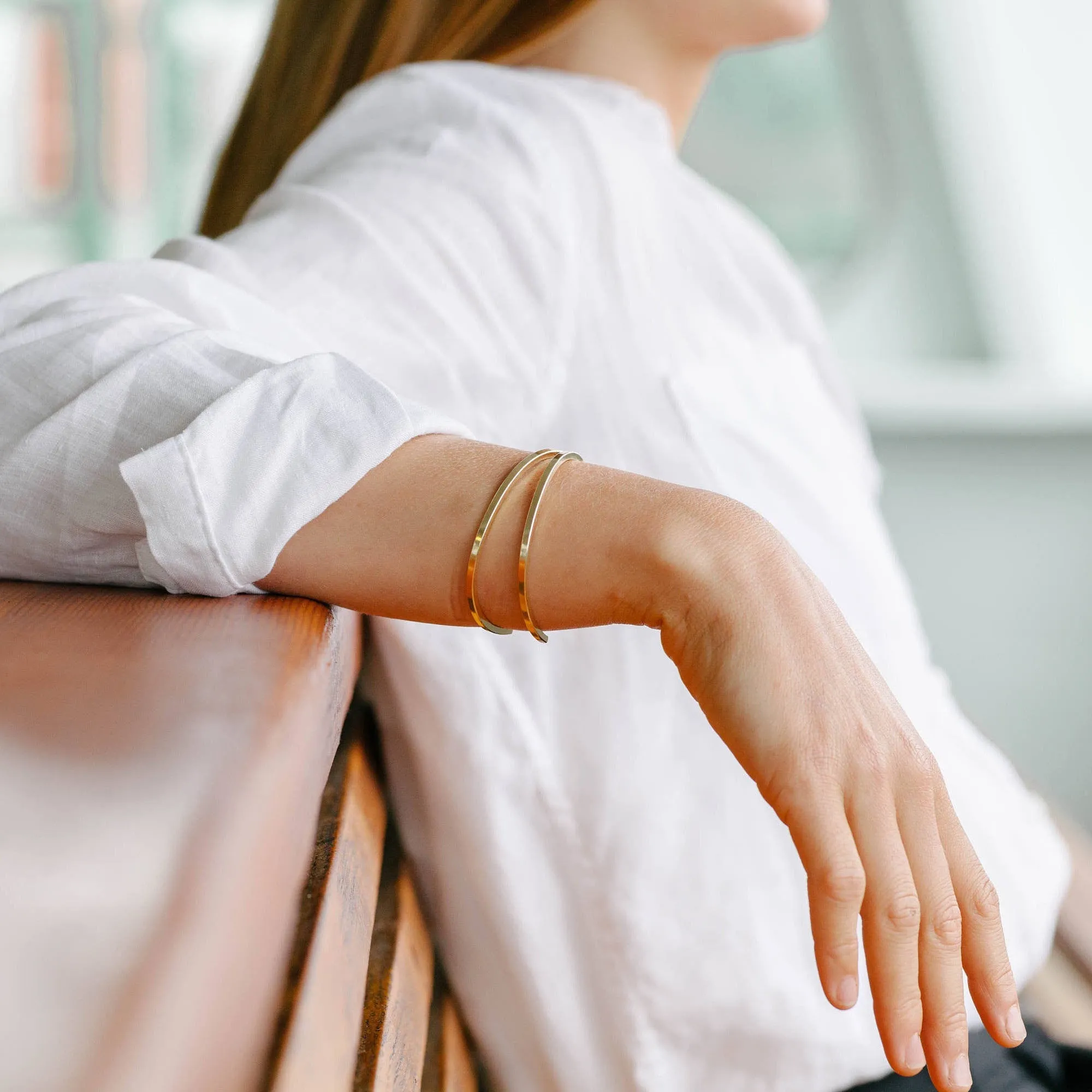 Minimalist Round Cuff Bracelet | Brass