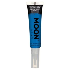 Moon Glow Intense Neon Uv Face Paint, Blue With Brush Applicator