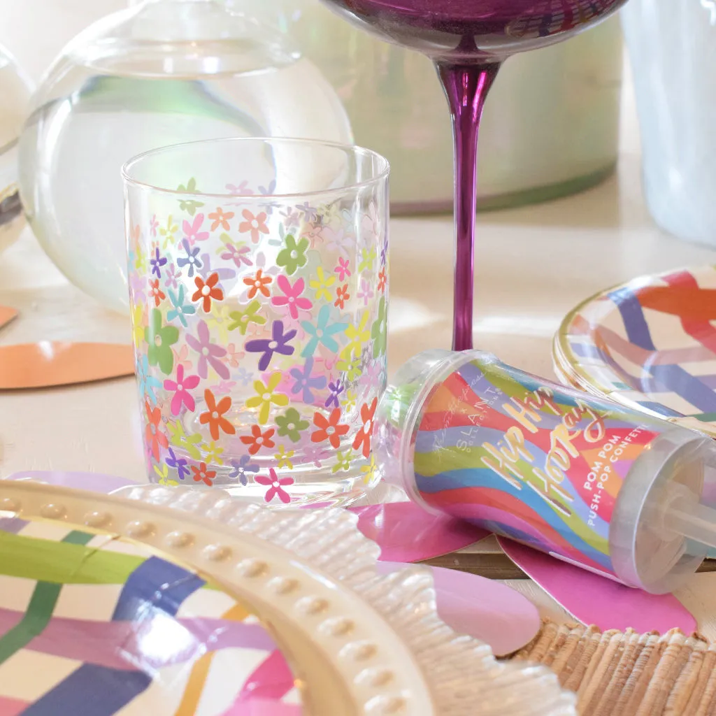 Multicolored Flowers Rocks Glass