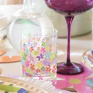 Multicolored Flowers Rocks Glass