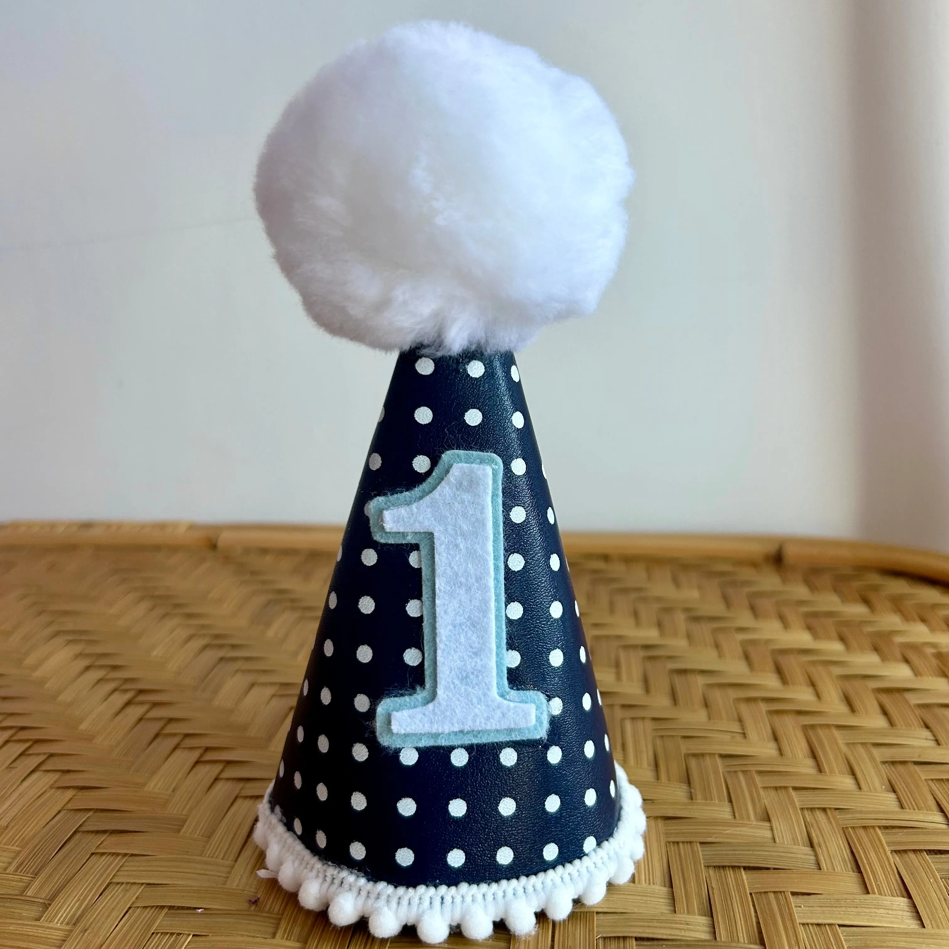 Navy Dot Party Hat - ONE