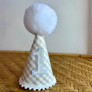 Neutral Gingham Party Hat | ONE