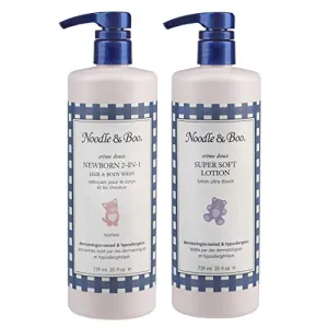 Noodle & Boo 2-in-1 Newborn Hair & Body Wash and Super Soft Lotion Bundle Kit, 25 Fl Oz (Pack of 2)